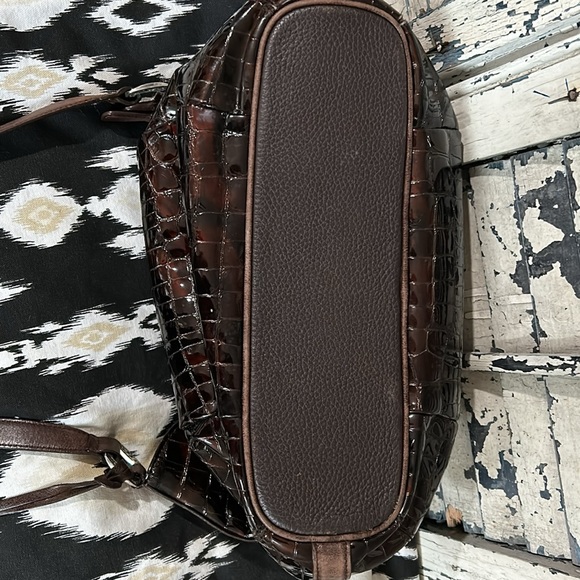 Brighton Patent Crocodile Vintage Croc Embossed Purse Brown Leather Shoulder Bag - Picture 14 of 14